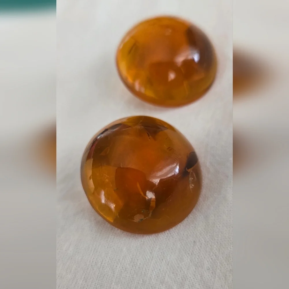 Vtg Amber Clip Ons Earrings